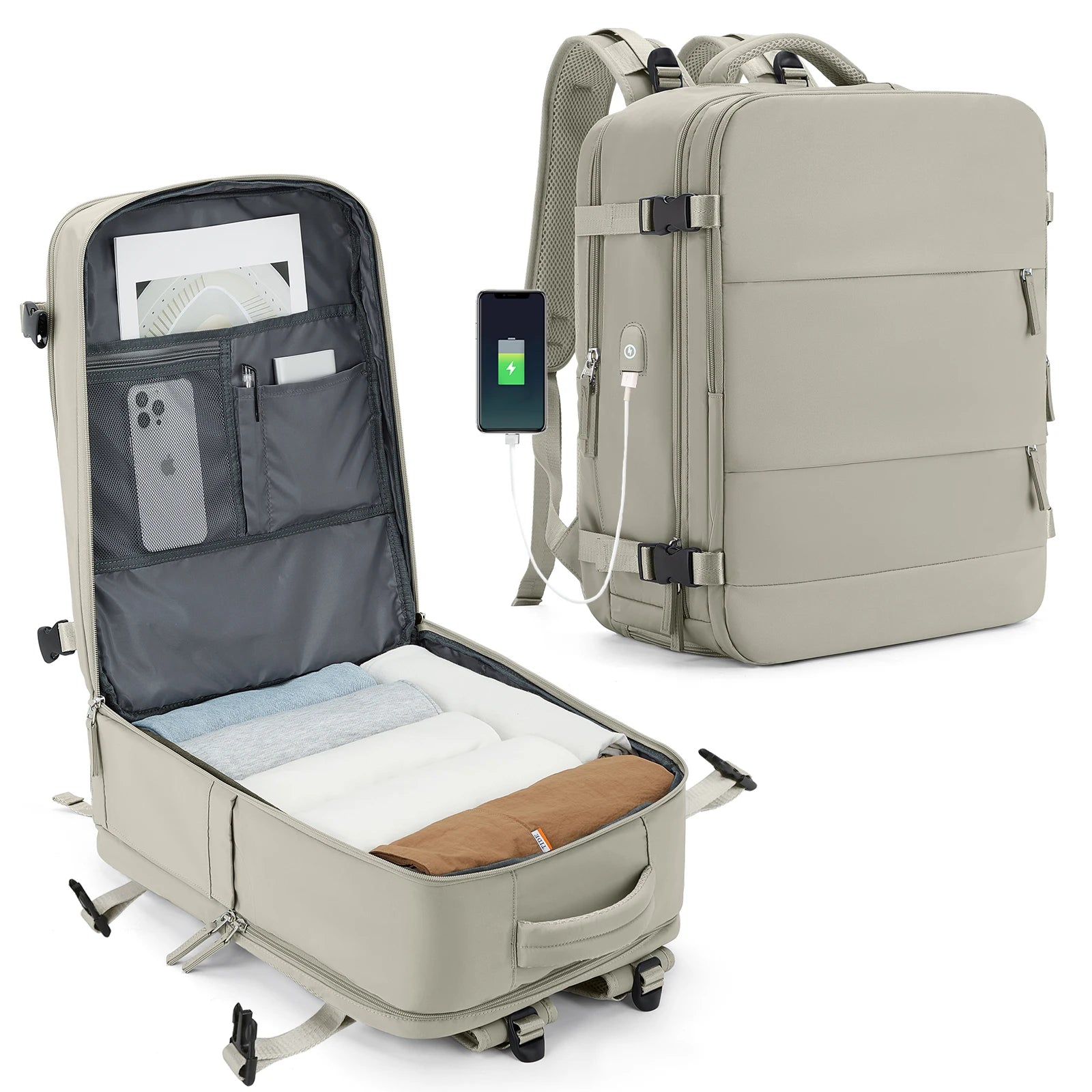 Storazone Brown / Small Easyjet Cabin Bag 45x36x20 Backpack, 40x20x25 Ryanair Carry-Ons, Women/Men Aeroplane Travel Backpack, Cabin Size Laptop Backpack