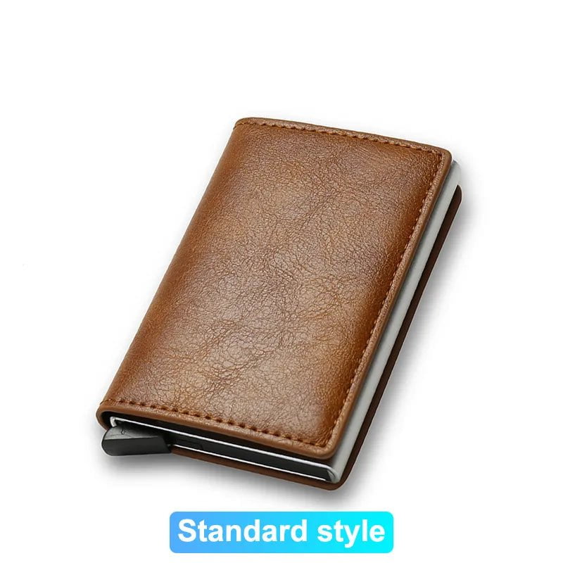 Storazone Brown (Standard) Rfid Credit Card Holder Men Wallets Bank Cardholder Case Small Leather Slim Thin Magic Mini Wallet Smart Minimalist Wallet  2023