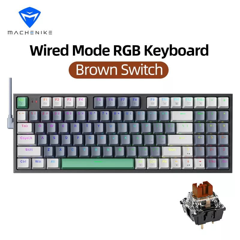 Storazone Brown Switch Machenike K500 Mechanical Keyboard Gaming Keyboard Wired Keyboard Hot Swappable 94 Keys RGB Light Mac Windows