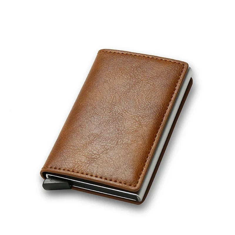 Storazone Brown Top Quality Wallets Men Money Bag Mini Purse Male Vintage Brown Leather Rfid Card Holder Wallet Small Smart Wallet Pocket Walet
