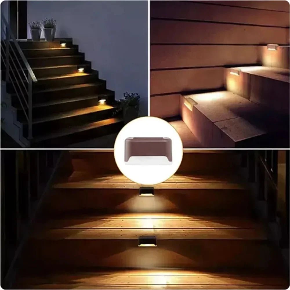 Storazone Brown warm light / 4PCS / CHINA Solar Lamp Path Deck Outdoor Stair Light Garden LED Lights Waterproof Balcony Lighting Solar Lamp for Garden Step Patio Fence