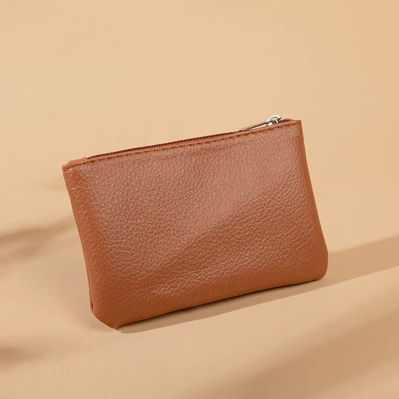 Storazone Brown4 Solid Color PU Leather Small Wallet for Women Short Simple Women's Purse with Buttons Ultra Thin Credit Card Bag Coin Purse