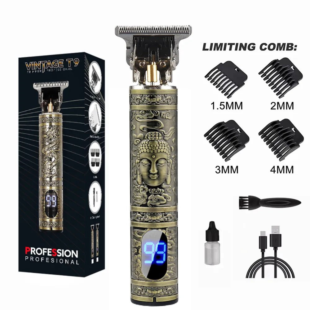 Storazone Buddha LCD Display T9 Electric Hairber 0mm Shaver Hair Trimer Home Appliances Travel Barber Razors Shaving Machine for Men Trimmer Man