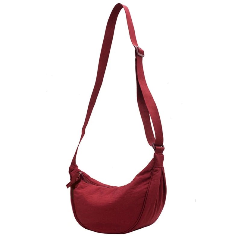 Storazone Burgundy Casual Nylon Hobos Crossbody Bag for Women Men Shoulder Bags Large Capacity Tote Lady Travel Shopper Bag Female Purses