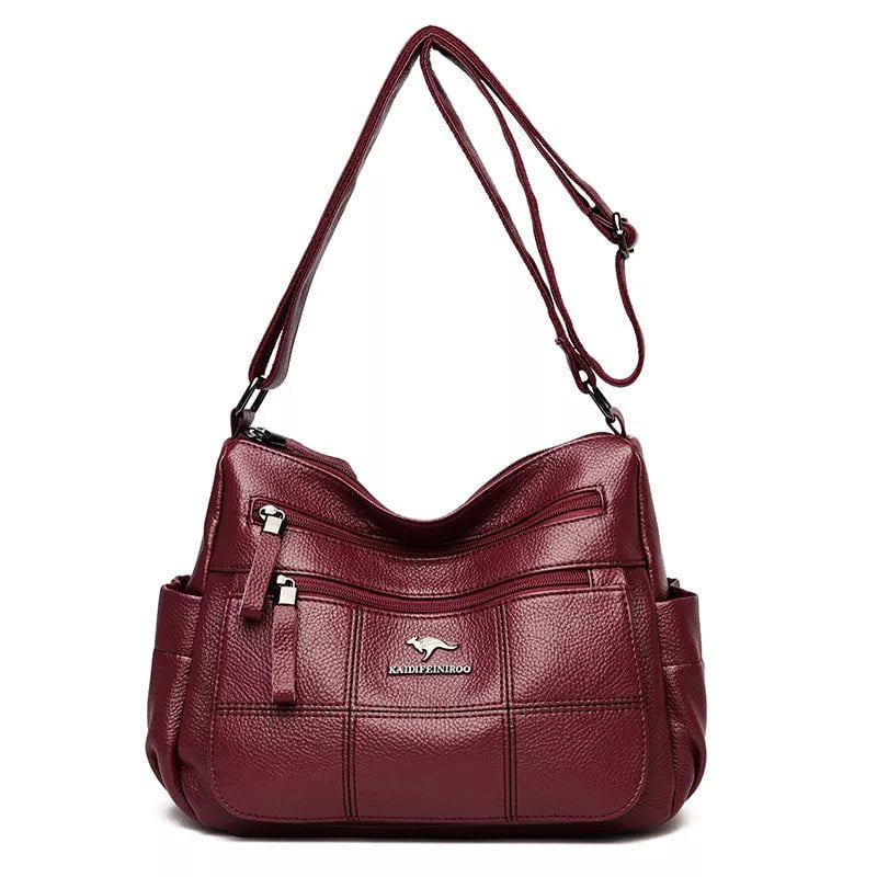 Storazone Burgundy Genuine Brand Leather Sac Luxury Handbags Women Bags Designer Shoulder Crossbody Hand Bags for Women 2022 Purses and Handbags