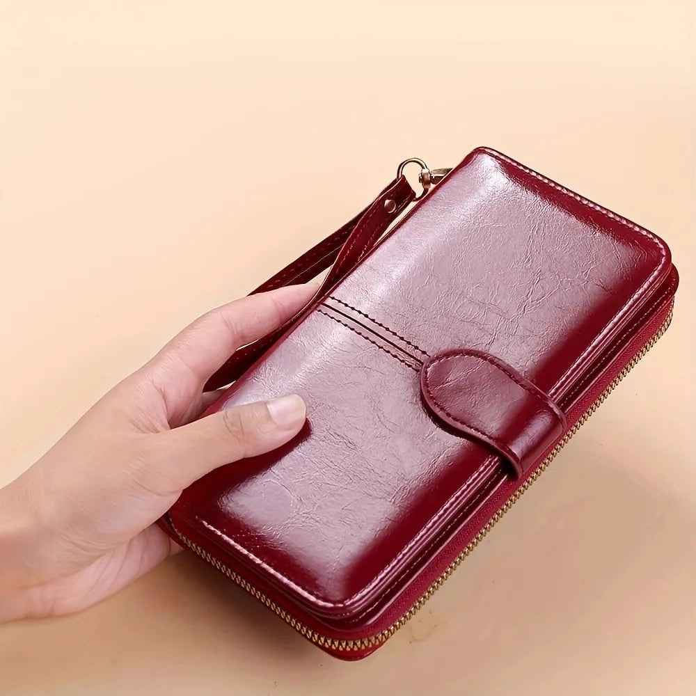 Storazone Burgundy Hot Sale Women Wallet Leather Clutch Brand Coin Purse Female Wallet Card Holder Long Lady Clutch Carteira Feminina