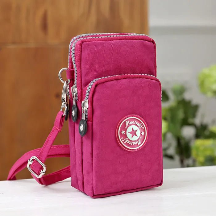 Storazone Burgundy Mobile phone bag women's mobile phone bag packaging zipper printing small bag summer shoulder bag bag women's messenger bag