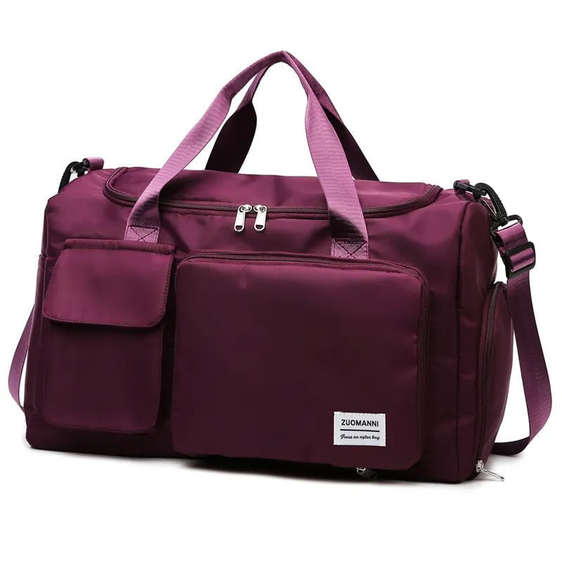 Storazone burgundy UNIXINU Carry On Travel Bag Large Capacity Weekender Overnight Duffle Bags with Shoe Compartment Sports Fitness Bags for Women