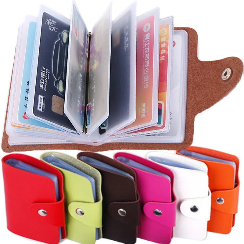 Storazone Business Card Holder Anti-theft ID Credit Card Holder Fashion Women's 24 Cards Slim PU Leather Pocket Case Coin Purse Wallet