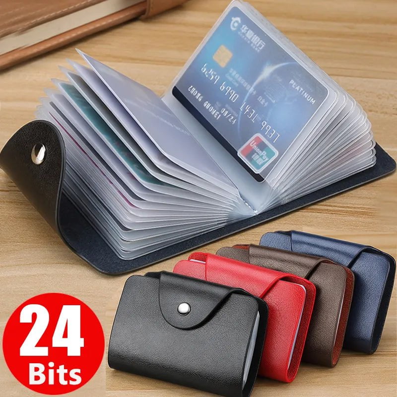 Storazone Business Card Holder Anti-theft ID Credit Card Holder Fashion Women's 24 Cards Slim PU Leather Pocket Case Coin Purse Wallet