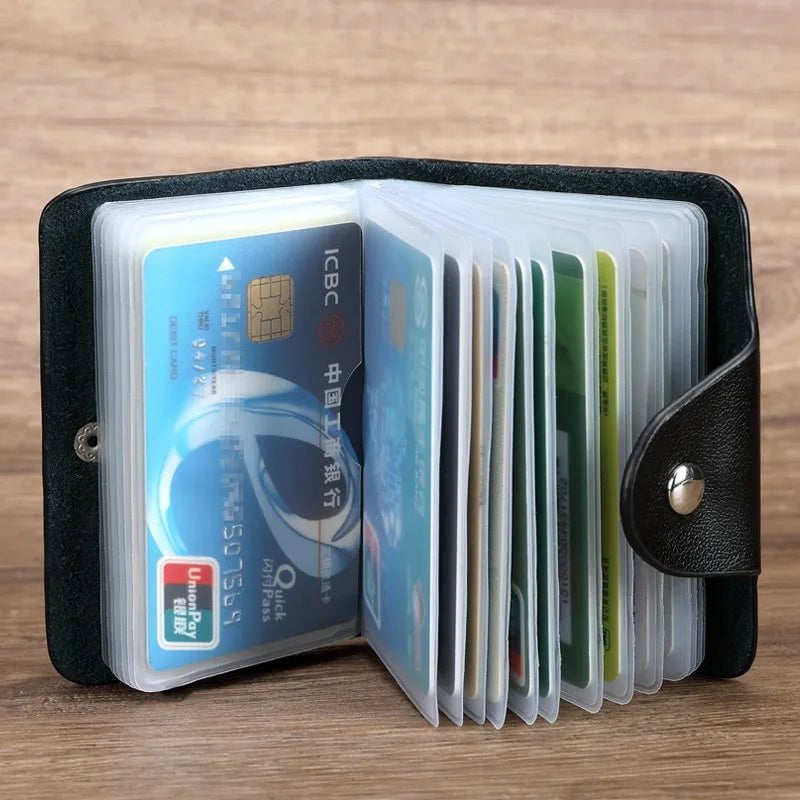 Storazone Business Card Holder Anti-theft ID Credit Card Holder Fashion Women's 24 Cards Slim PU Leather Pocket Case Coin Purse Wallet