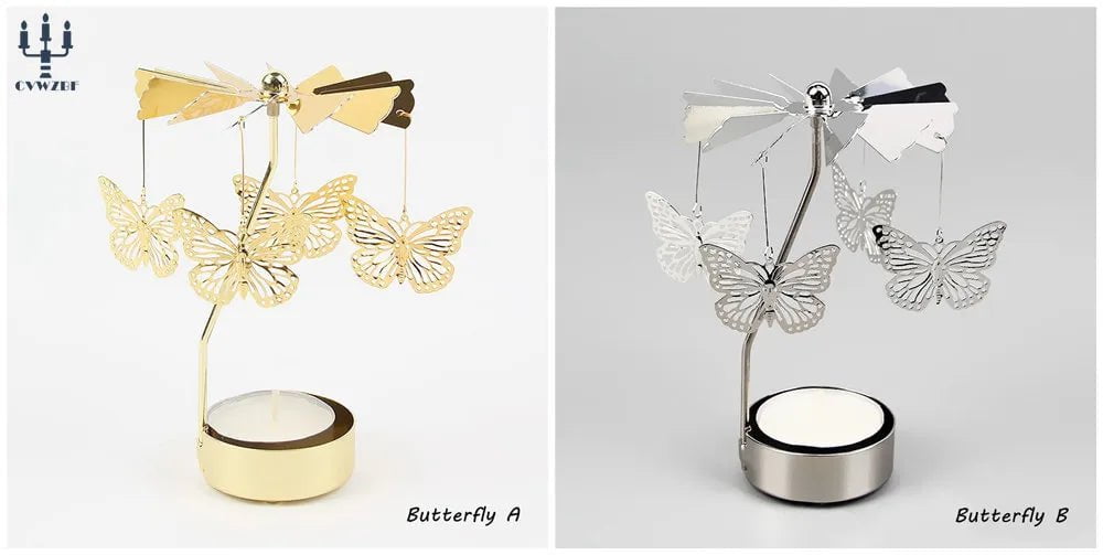 Storazone Butterfly / 1 pc Gold 1pc Metal Hot Rotating Candle Holder Christmas Rotating Candle Holder Dinner Party Wedding Party Candle Holder Decoration Gift