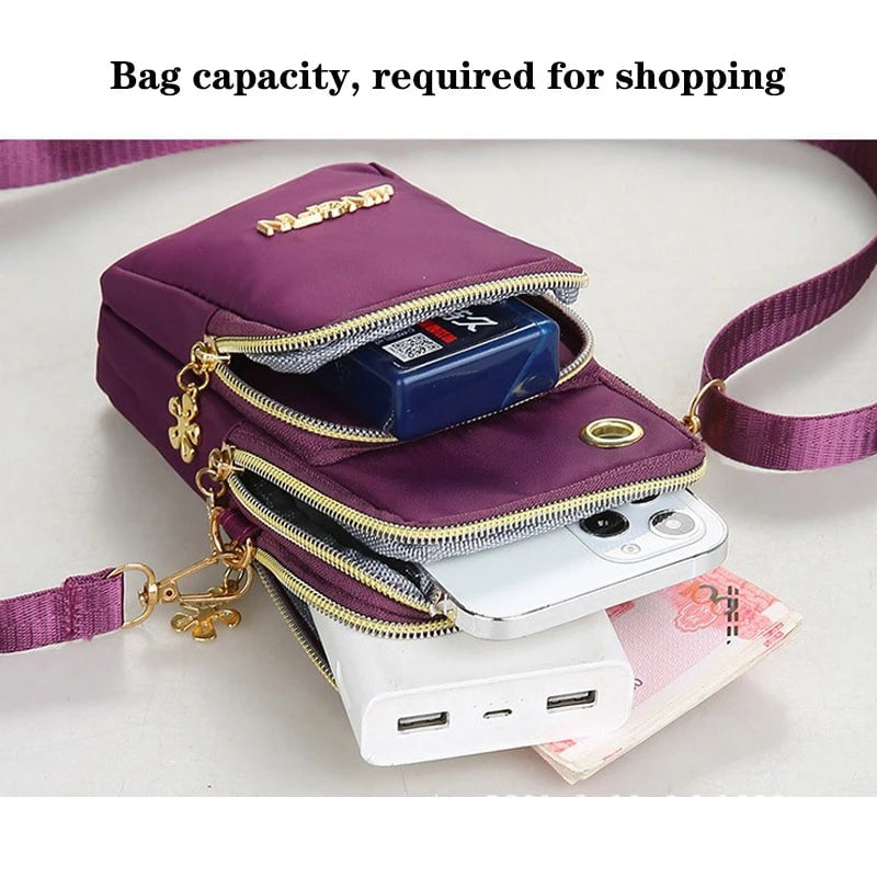 Storazone Buylor New Mobile Phone Crossbody Bags for Women Fashion Women Shoulder Bag Cell Phone Pouch With Headphone Plug 3 Layer Wallet