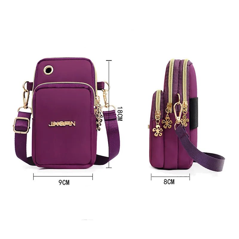 Storazone Buylor New Mobile Phone Crossbody Bags for Women Fashion Women Shoulder Bag Cell Phone Pouch With Headphone Plug 3 Layer Wallet