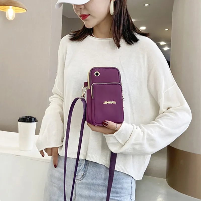 Storazone Buylor New Mobile Phone Crossbody Bags for Women Fashion Women Shoulder Bag Cell Phone Pouch With Headphone Plug 3 Layer Wallet