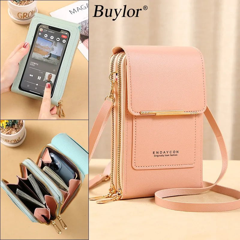 Storazone Buylor Women's Handbag Touch Screen Cell Phone Purse Shoulder Bag Female Cheap Small Wallet Soft Leather Crossbody сумка женская