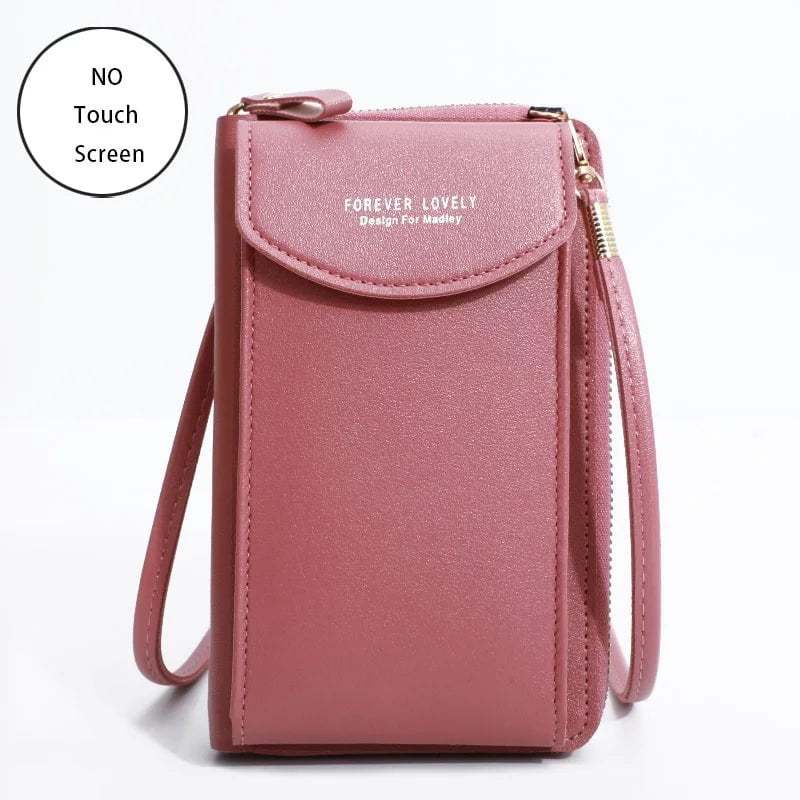 Storazone Dark Pink 2 / 11x4x18CM / CN Buylor Women's Handbag Touch Screen Cell Phone Purse Shoulder Bag Female Cheap Small Wallet Soft Leather Crossbody сумка женская