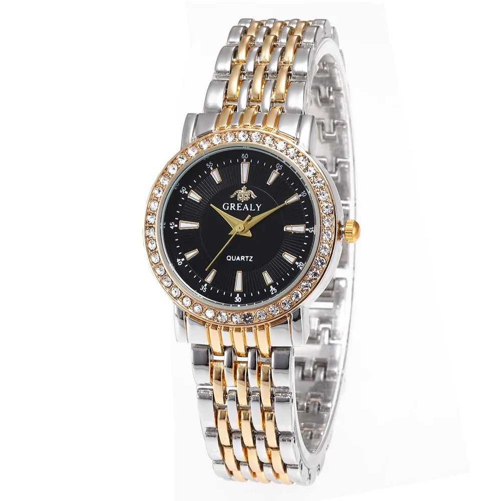 Storazone BW Gold Black Small / CHINA New Casual Watches Women Luxury Fashion Lovers Watch Rhinestone Stainless steel Quartz Watch Men Women Gift Business Wristwatch