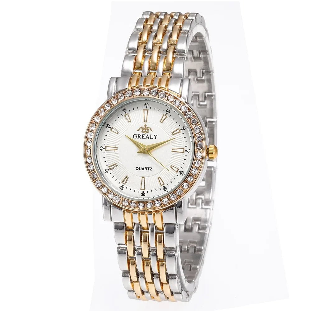 Storazone BW Gold White Small / CHINA New Casual Watches Women Luxury Fashion Lovers Watch Rhinestone Stainless steel Quartz Watch Men Women Gift Business Wristwatch