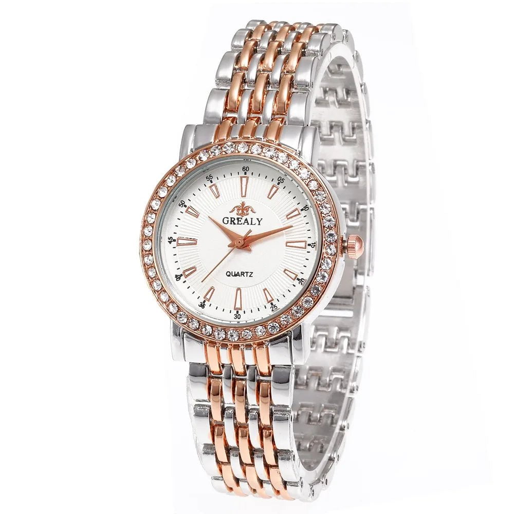 Storazone BWRosegoldWhiteSmall / CHINA New Casual Watches Women Luxury Fashion Lovers Watch Rhinestone Stainless steel Quartz Watch Men Women Gift Business Wristwatch