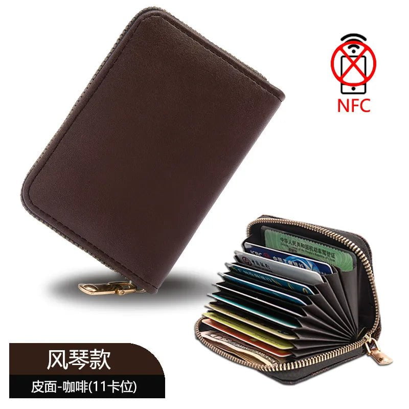 Storazone c 11 Detents Cards Holders Men's Wallet Women'sCredit Card Holder RFID Blocking Zipper Money Pouch Card Protect Case Pocket Purse