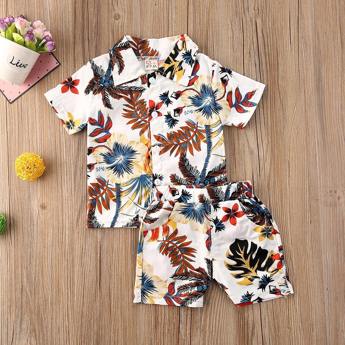 Storazone C / 12M 1-6Y Summer Infant Baby Boys Clothes Sets 10 Colors Floral Print Short Sleeve T Shirts Tops+Shorts Holiday Outfit