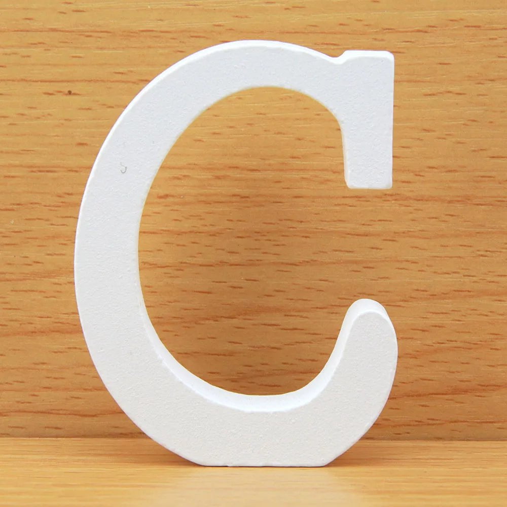 Storazone C / 8cm 8 CM Letras Decorativas Grandes White Wooden Letters Home Decor Wedding Decoration DIY Personalised Name Design Free Standing