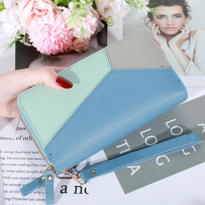 Storazone C-blue Long Women's Wallet Female Purses Tassel Coin Purse Card Holder Wallets Double Zipper Pu Leather Clutch Luxury Money Phone Bag