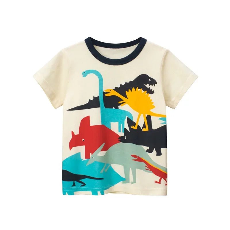 Storazone C / CHINA / 130(7-8) 2024 Children's T-Shirt for Boys Girls Kids Shirts Baby Short Sleeve Full Print Toddler Cotton Cartoon Car Tee Tops Clothing