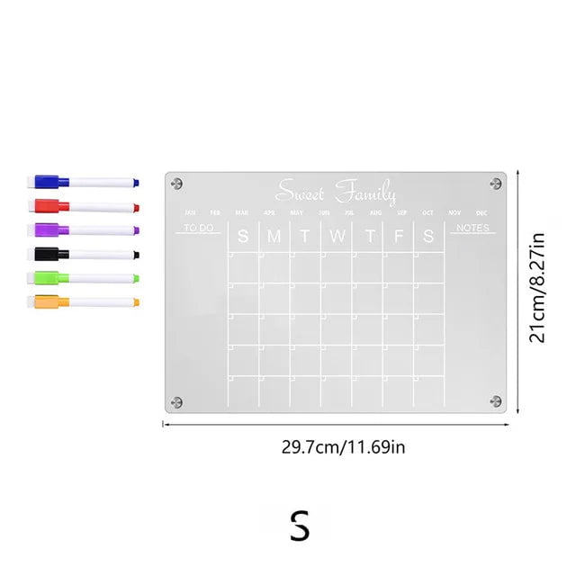 Storazone C Fridge Magnet Sticker Calendar Board Planner Reusable Magnetic Dry Erase Board Schedule Transparent Acrylic Fridge Message Menu