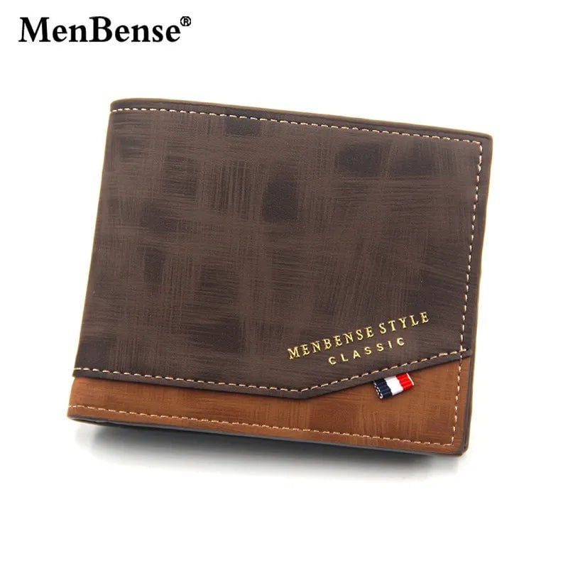 Storazone C New Men's Wallet Short Cross Section Youth Tri-fold Wallet Stitching Business Multi-card Zipper Coin Purse Wallet Passport Cover