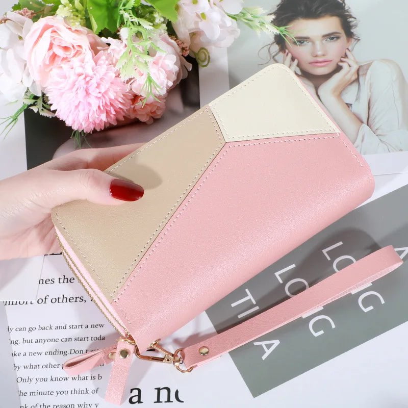 Storazone C-pink Long Women's Wallet Female Purses Tassel Coin Purse Card Holder Wallets Double Zipper Pu Leather Clutch Luxury Money Phone Bag