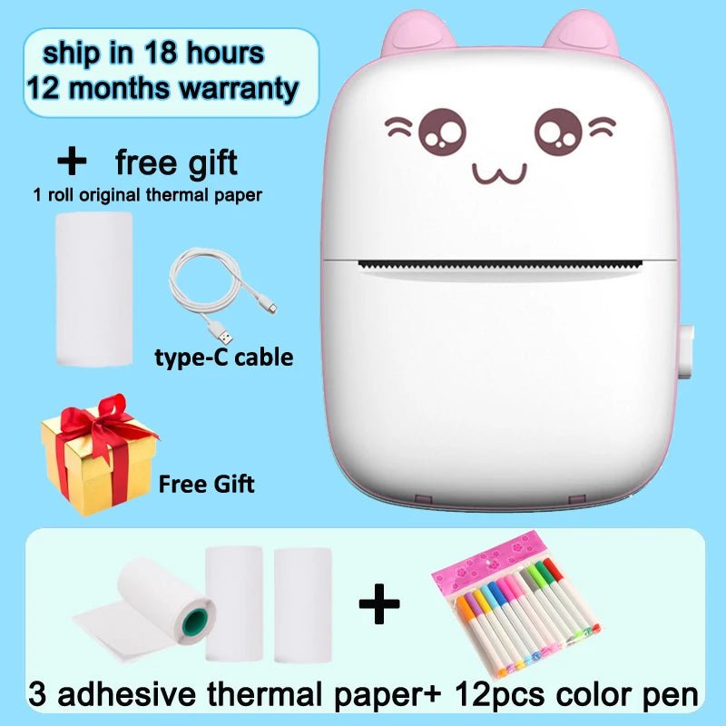 Storazone C9Pink3sticker12pen Portable Mini Bluetooth WiFi New Thermal Printer Mobile Phone Photo Title Note Hot Print Pocket Student Error Label Printer