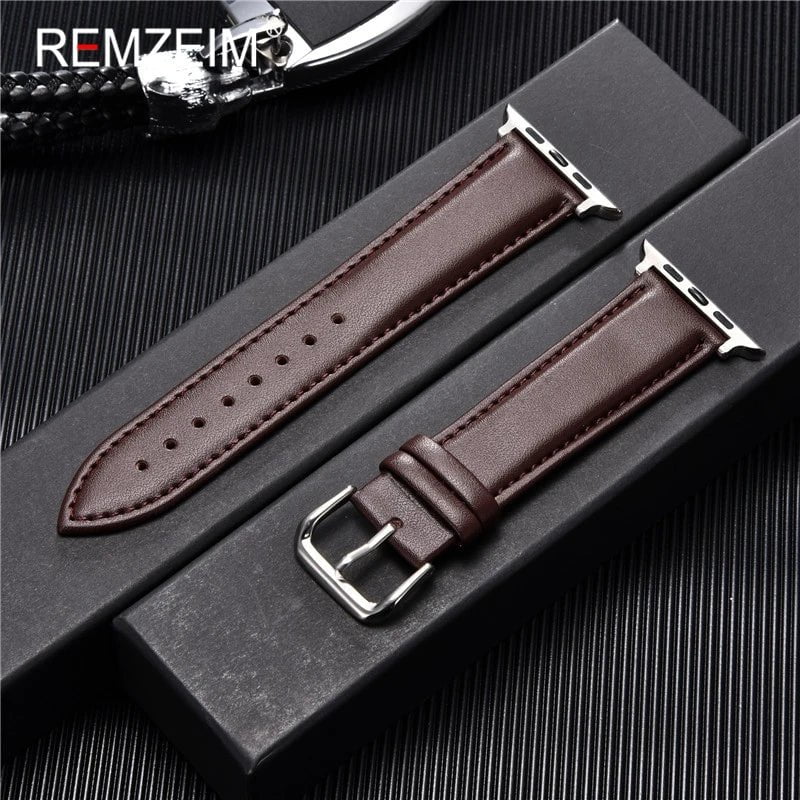 Storazone Calfskin Genuine Leather Watchband 38mm 40mm 41mm for iwatch 8 7 6 5 4 3 SE Replace Wrist Strap 42mm 44mm 45mm for Apple Watch