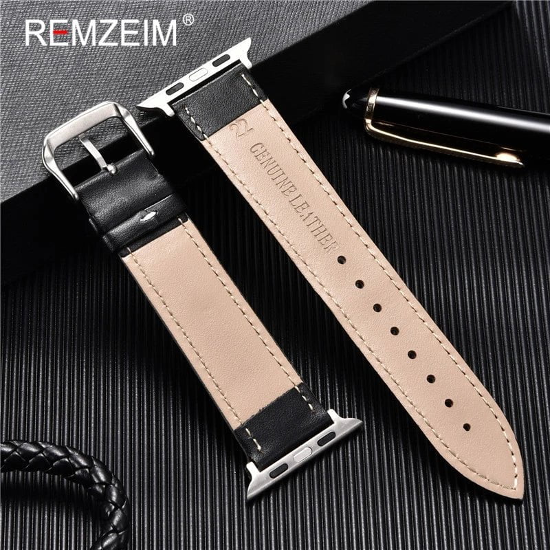 Storazone Calfskin Genuine Leather Watchband 38mm 40mm 41mm for iwatch 8 7 6 5 4 3 SE Replace Wrist Strap 42mm 44mm 45mm for Apple Watch