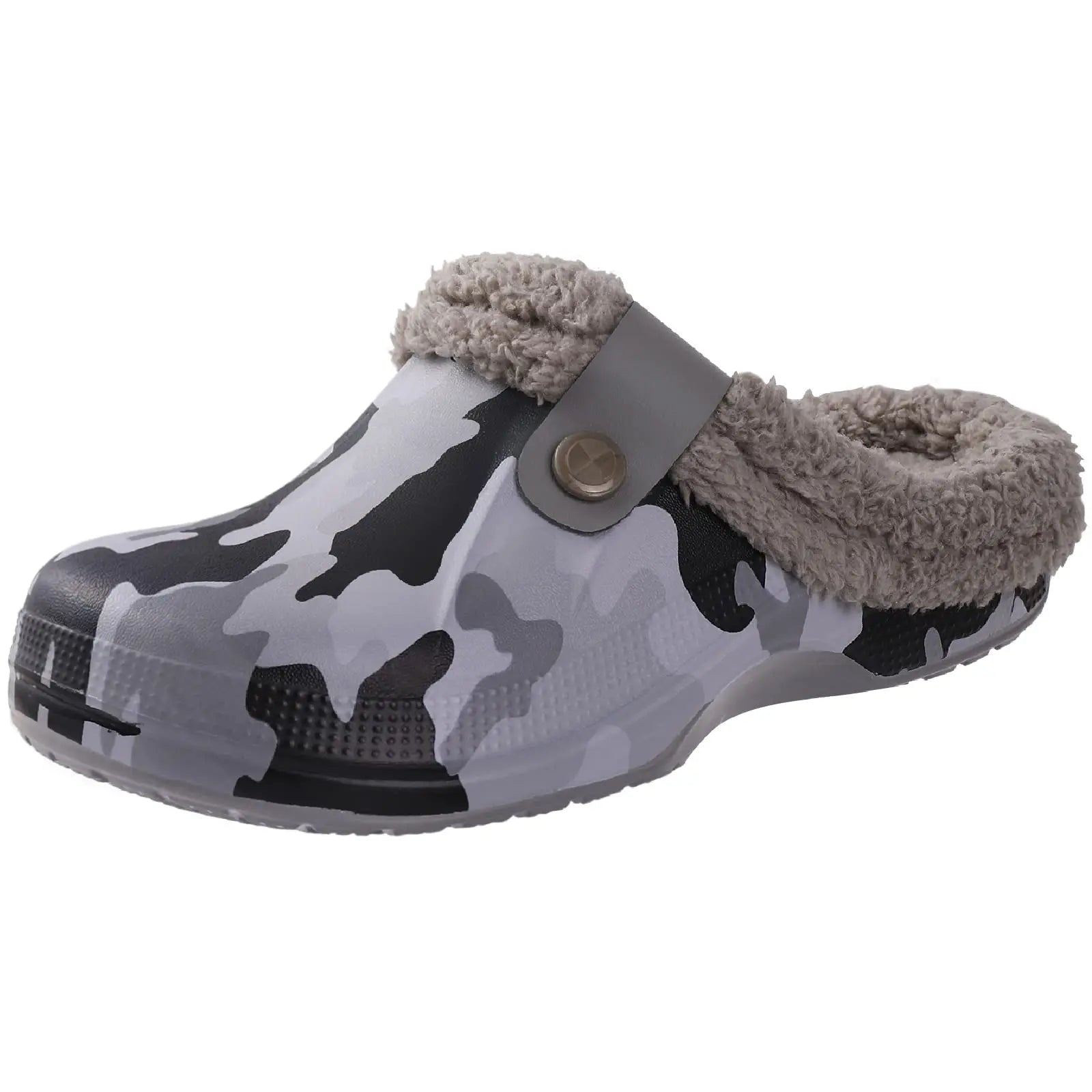 Storazone Camouflage / 35-36(8.6-8.8 inch) / CHINA Shevalues Plush Fur Clogs Slippers For Women Men Winter Soft Furry Slippers Waterproof Garden Shoes Multi-Use Indoor Home Shoes