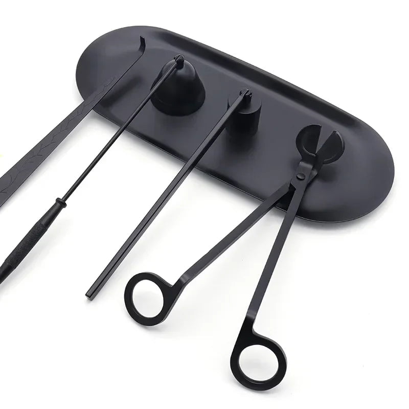 Storazone Candle Extinguishing Tool Black Metal Candle Extinguisher Candle Wick Trimming Scissors/hook/candle Tray/candle Nursing Tool