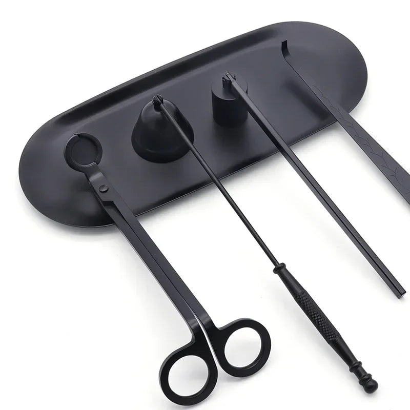 Storazone Candle Extinguishing Tool Black Metal Candle Extinguisher Candle Wick Trimming Scissors/hook/candle Tray/candle Nursing Tool