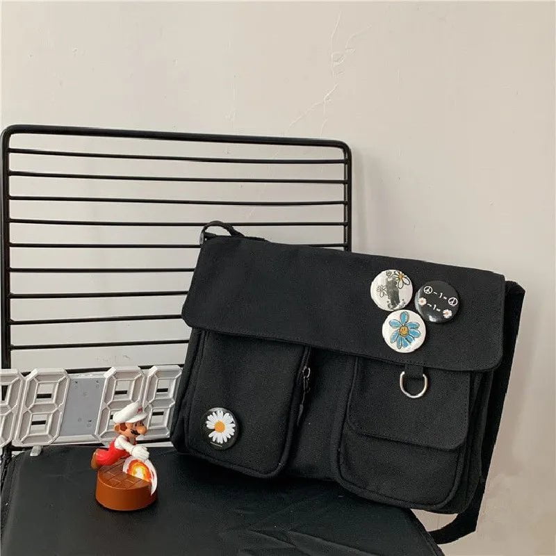 Storazone Canvas Crossbody Bags Youth Fashion Casual Large Capacity Ladies Shoulder Bag Solid Color Women Messenger Bag