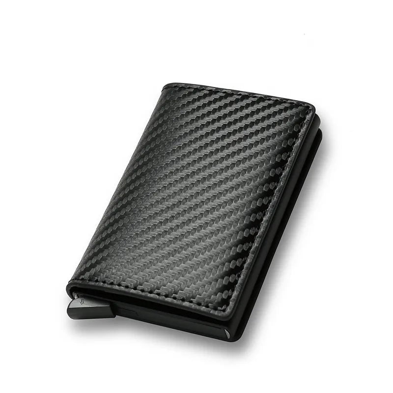 Storazone Carbon Black Carbon Fiber Credit Card Holder Wallets Men Brand Rfid Black Magic Trifold Leather Slim Mini Wallet Small Money Bag Male Purses