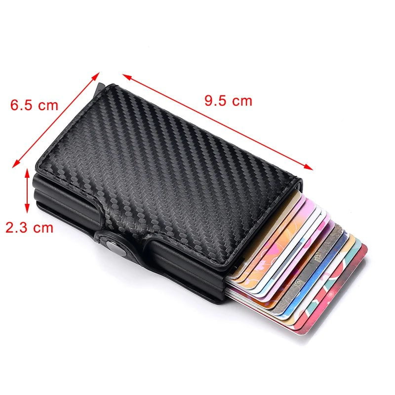 Storazone Carbon Fiber Credit Card Holder Mens Double Anti Rfid Bank Cardholder Case Wallet Metal Business Bank Minimalist Wallet Gift