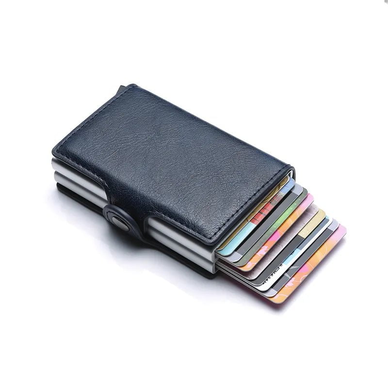 Storazone Carbon Fiber Credit Card Holder Mens Double Anti Rfid Bank Cardholder Case Wallet Metal Business Bank Minimalist Wallet Gift