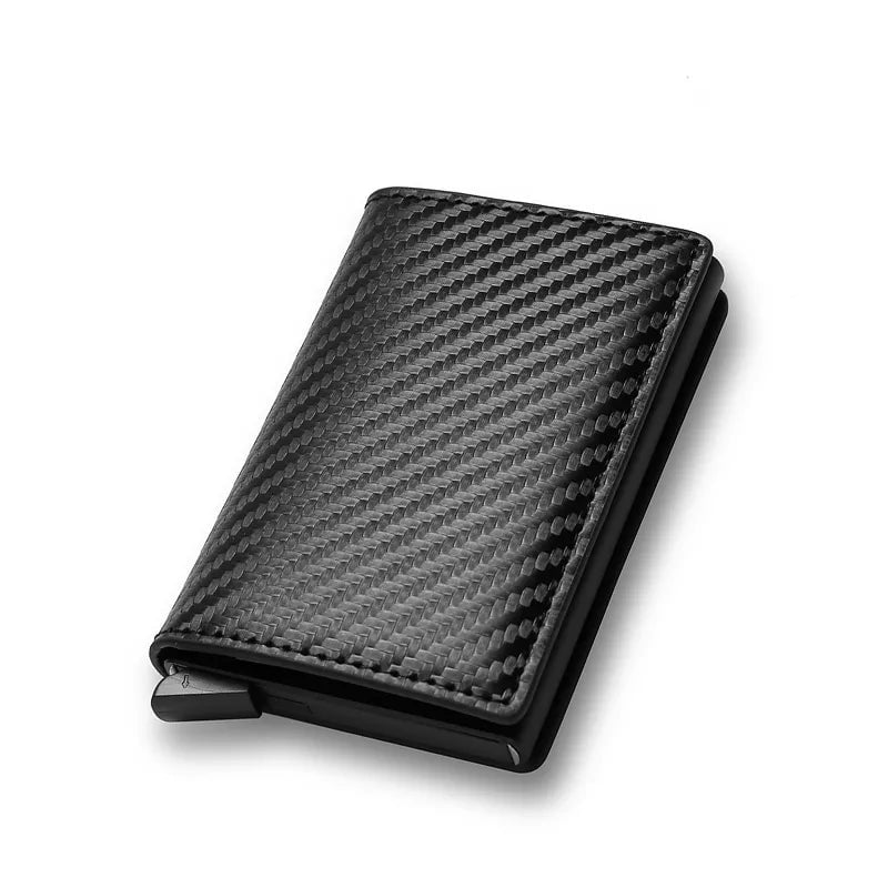 Storazone Carbon Fiber Custom Card Holder Rfid Black Carbon Fiber Leather Simple Wallet Men's Gift Personalized