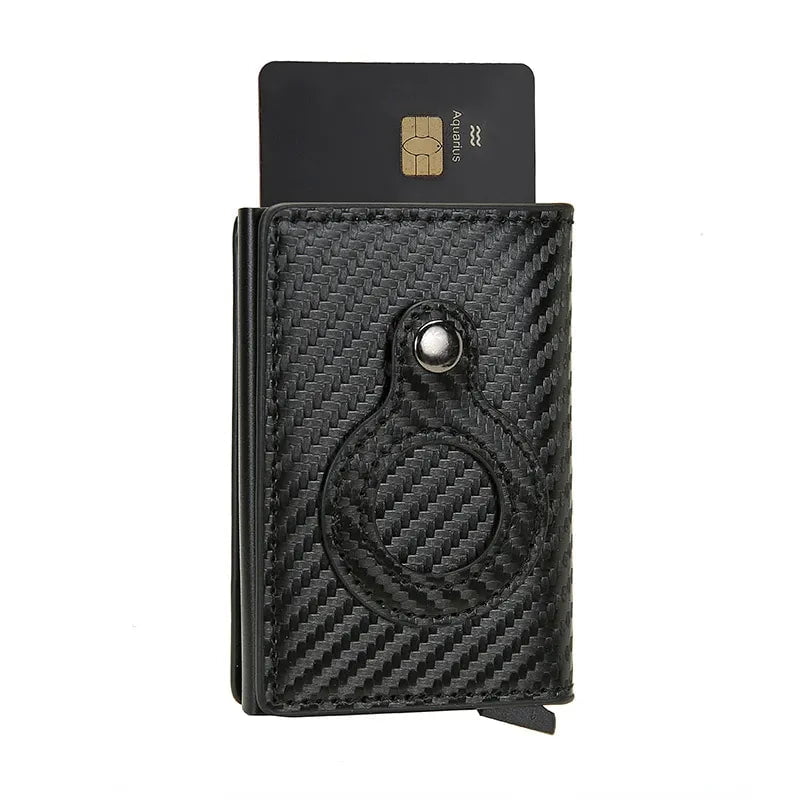 Storazone Carbon Rfid Credit Card Holder Wallet For AirTag Men Women Wallets Money Bags Leather Wallet For Apple Air Tag Purses Smart Wallet