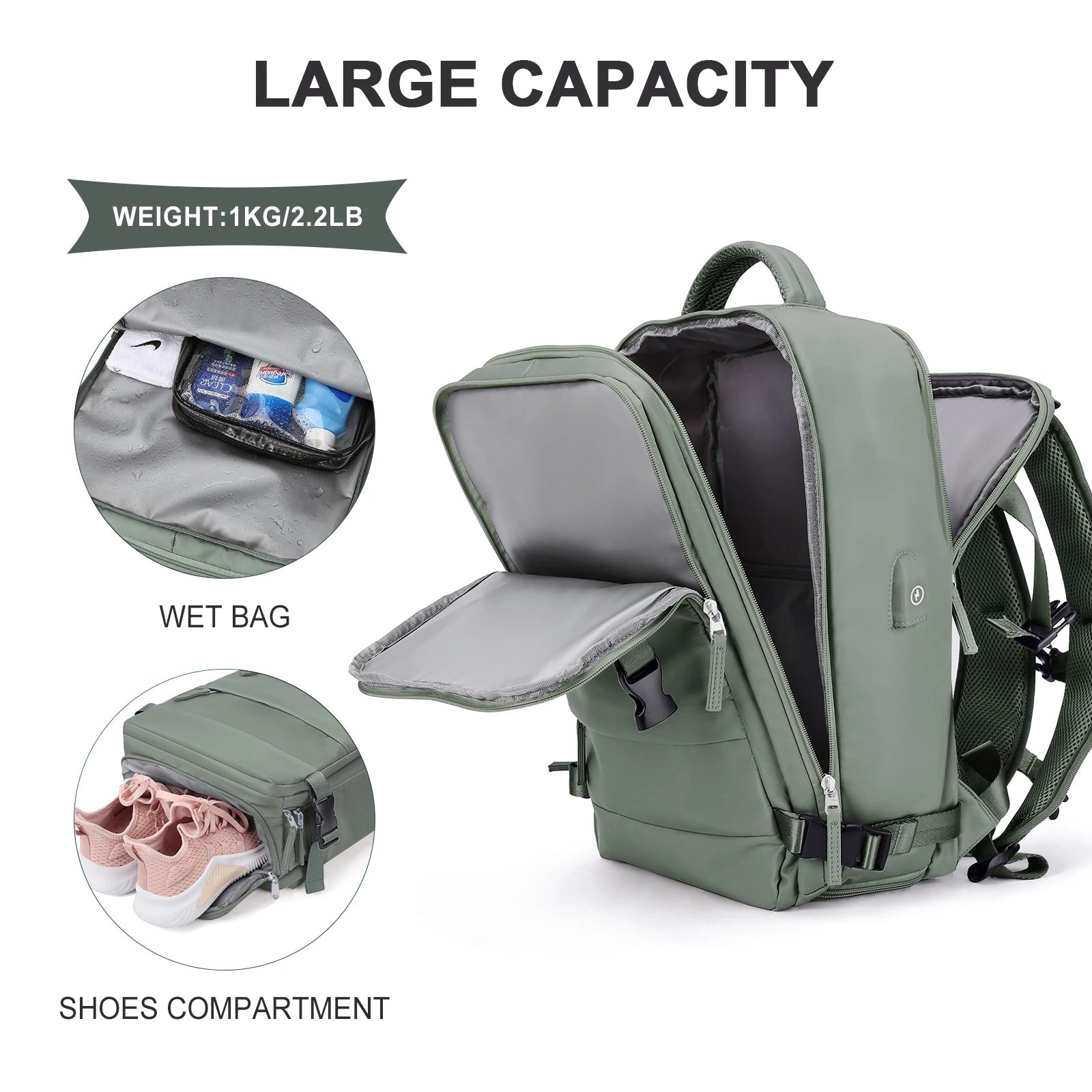 Storazone Carry on Backpack, Large Travel Backpack for Women Men Airline Approved Gym Backpack Waterproof Business Luggage Laptop Daypack