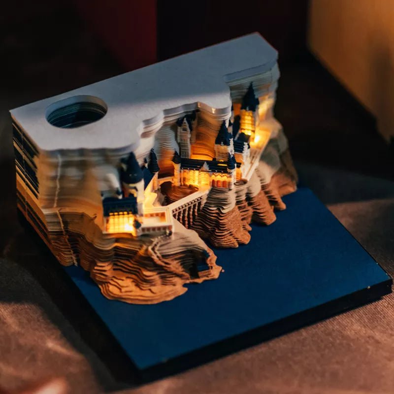 Storazone castle with light / CHINA Omoshiroi Magic Castle 3D Notepad 2024 Calendar Memo Pad Block Notes Hary Design Note Paper Stationery Accessories Novelty Gift