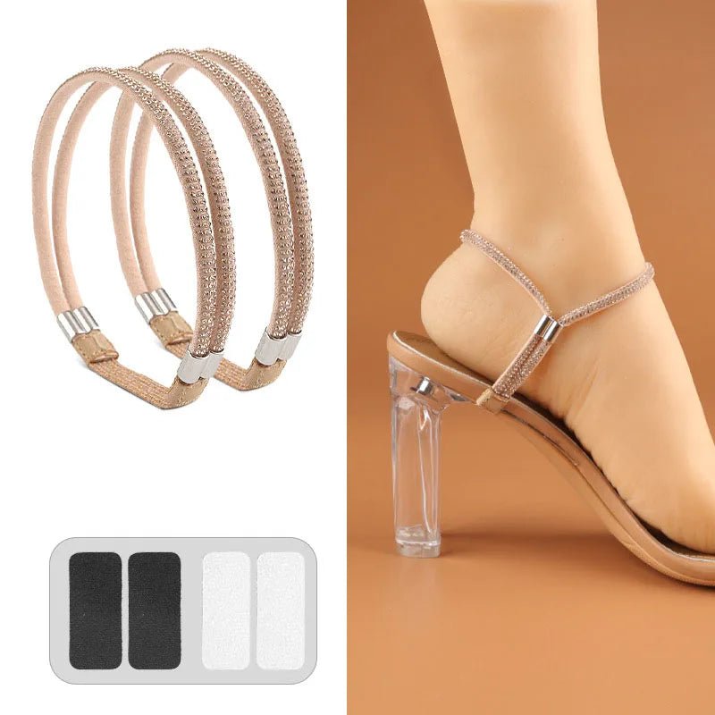 Storazone Champagne diamond / CHINA New Rhinestone High Heels Shoes Band Anti-loose for Women Diamond Shoelaces Anti-drop Heel Straps Belt Drill Elastic Fixed Belts