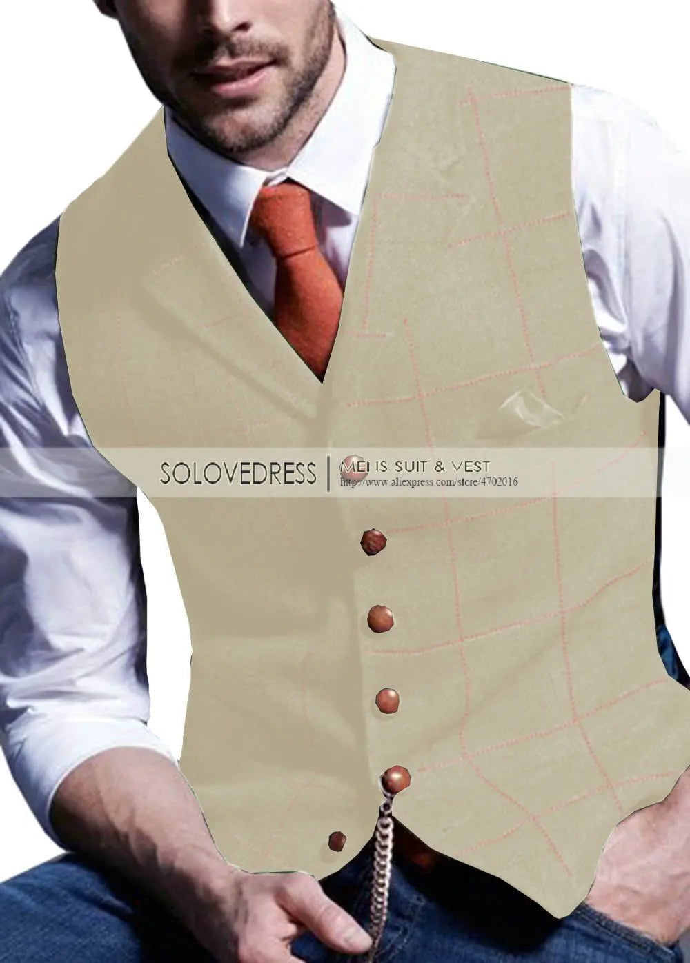 Storazone Champagne / S Mens Suit Vest Notched Plaid Wool Herringbone Tweed Waistcoat Casual Formal Business Groomman For Wedding Green/Black/Green/Grey