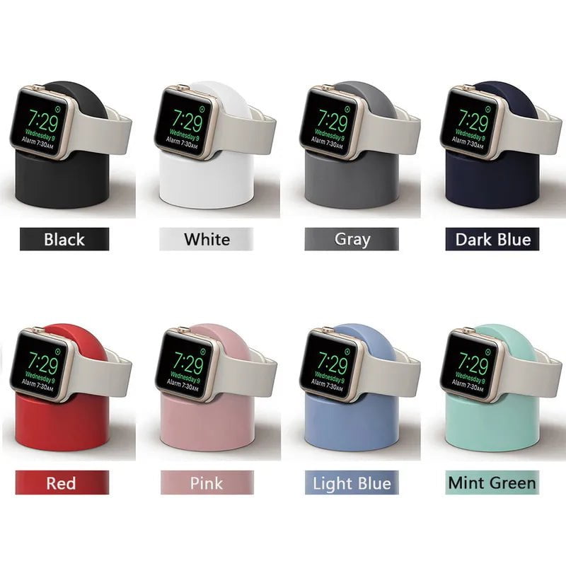 Storazone Charger Stand For Apple Watch Series Ultra/8/SE2/7/6/SE/4/3 49mm/45mm/44mm/42mm/41mm/40mm/38mm Durable Silicone Nightstand Mode