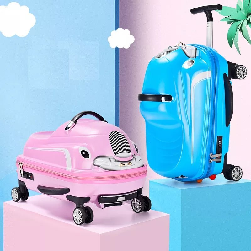 Storazone Children Rolling Luggage Spinner 3D Scooter Suitcase For Kids Cabin Trolley Student Travel Bag Cute Baby Carry On Trunk